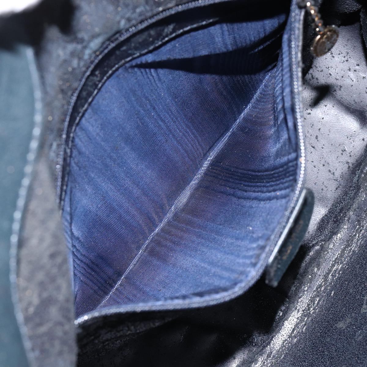 GUCCI Bamboo Hand Bag Leather 2way Navy Gold 001 1705 1638 Auth ep11570