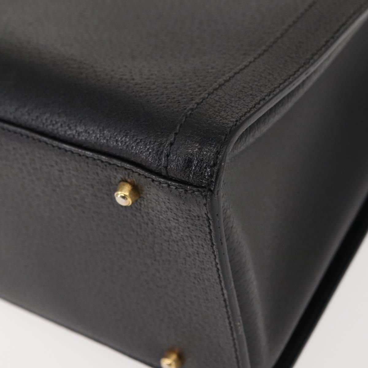 GUCCI Bamboo Hand Bag Leather Black Gold 002 1186 0260 Auth ep11571