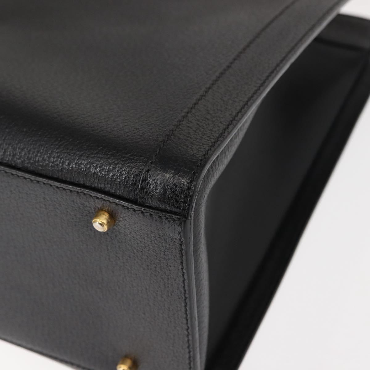 GUCCI Bamboo Hand Bag Leather Black Gold 002 1186 0260 Auth ep11571