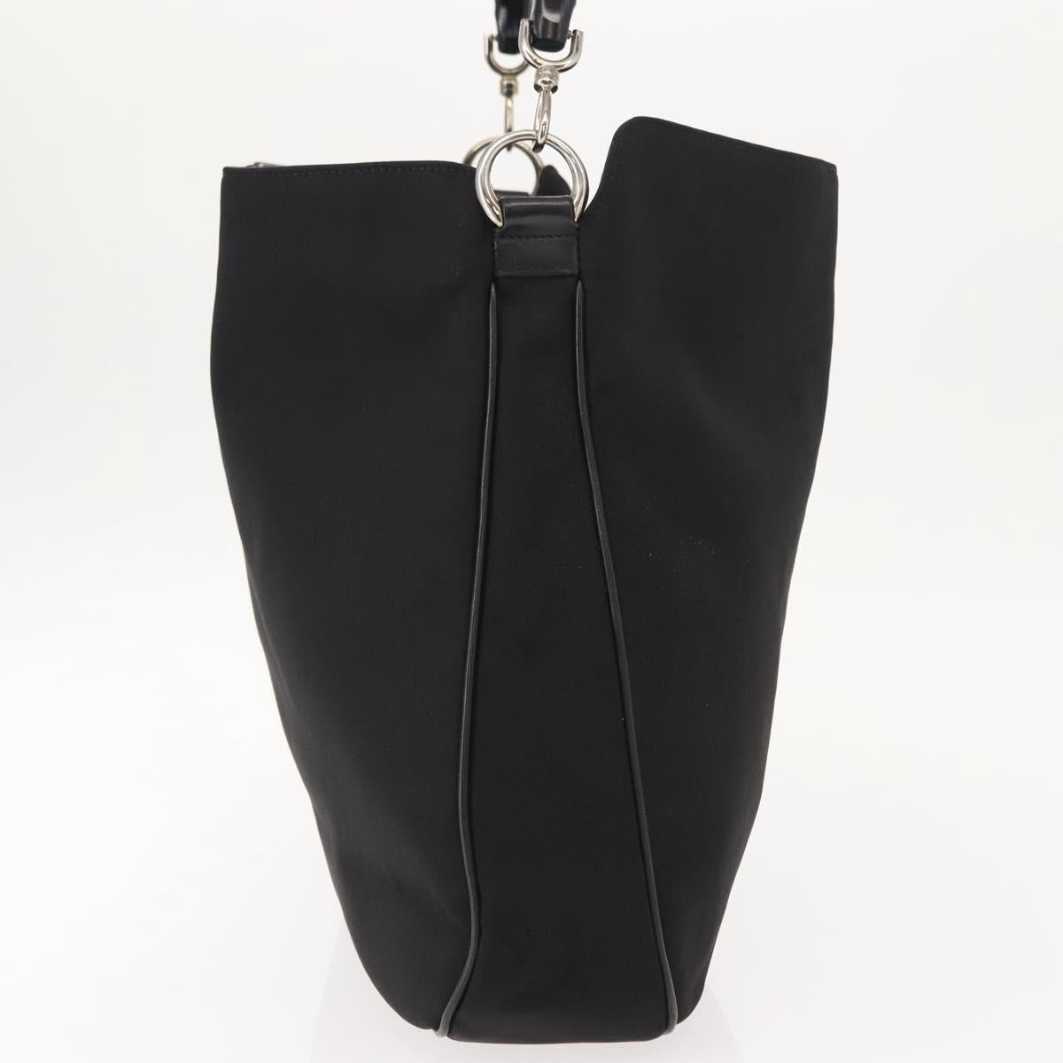 GUCCI Bamboo Hand Bag Nylon Black Silver 001 1577 3754 Auth ep11573
