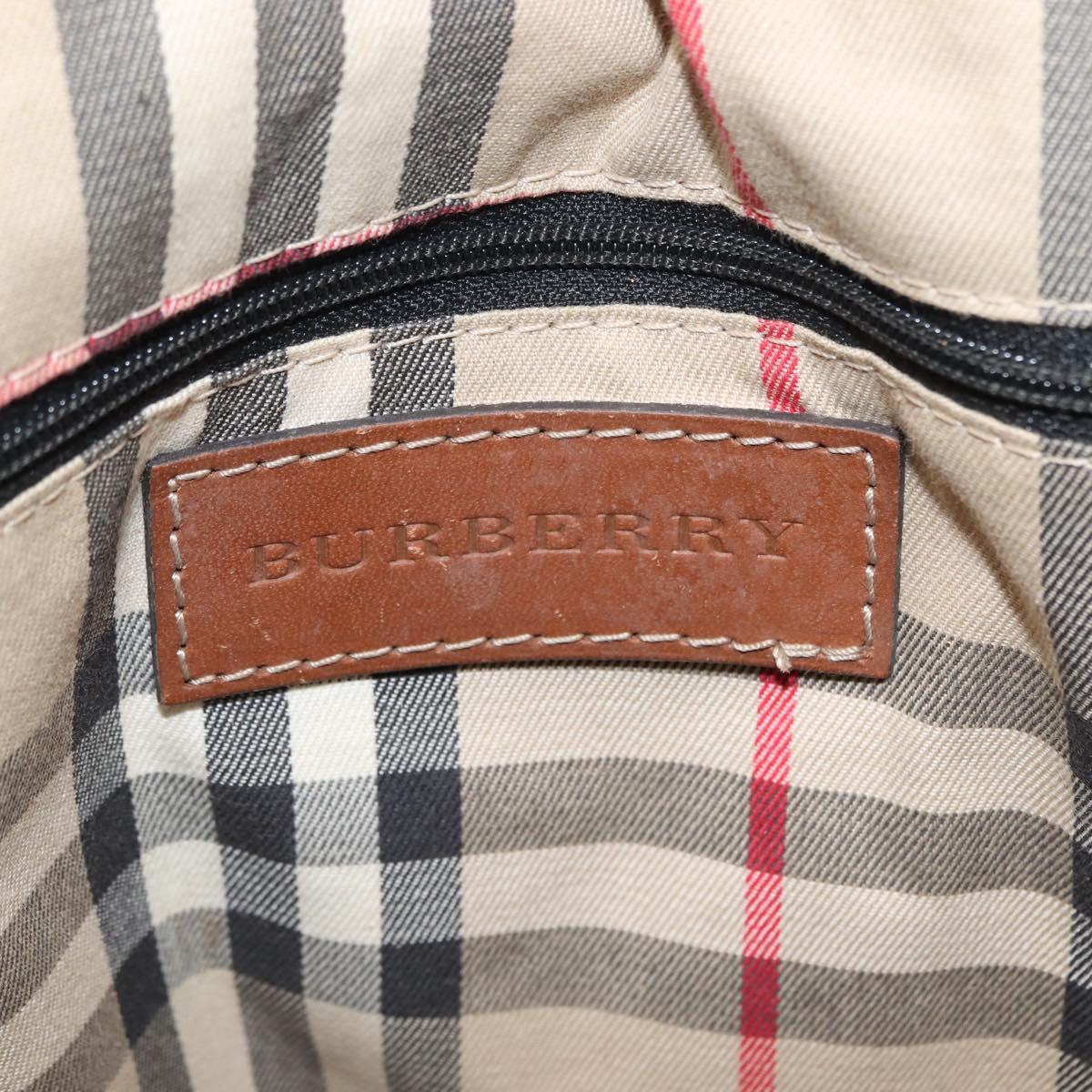 BURBERRY Hand Bag Leather Brown Gold Auth ep11577