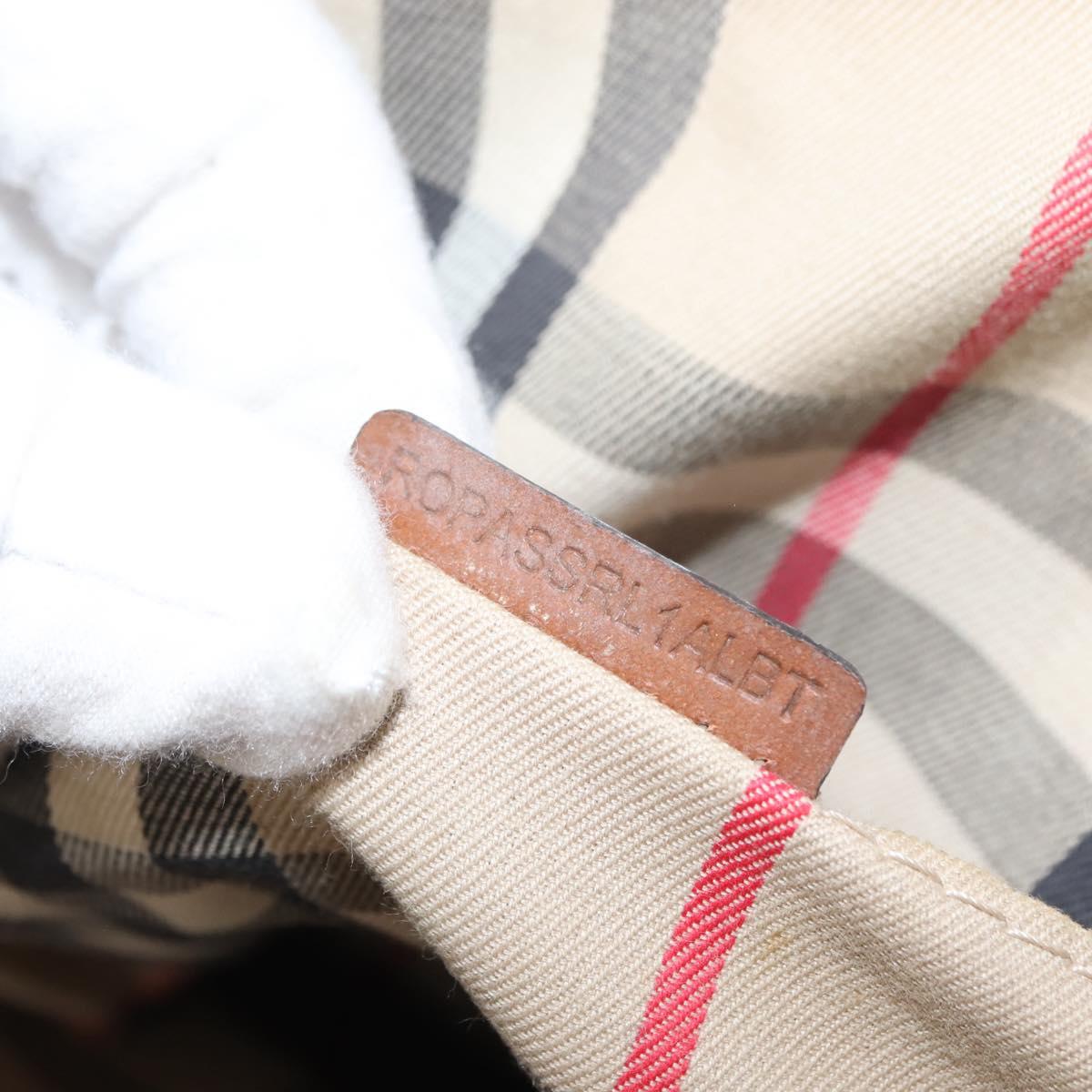 BURBERRY Hand Bag Leather Brown Gold Auth ep11577