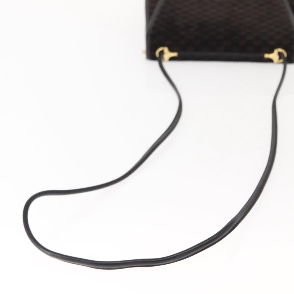 GUCCI Micro GG Canvas Shoulder Bag Suede Black Gold Auth ep11584