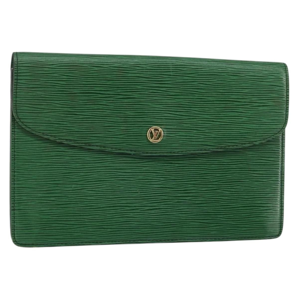 LOUIS VUITTON Epi Montaigne 27 Clutch Bag Green M52654 LV Auth ep11589