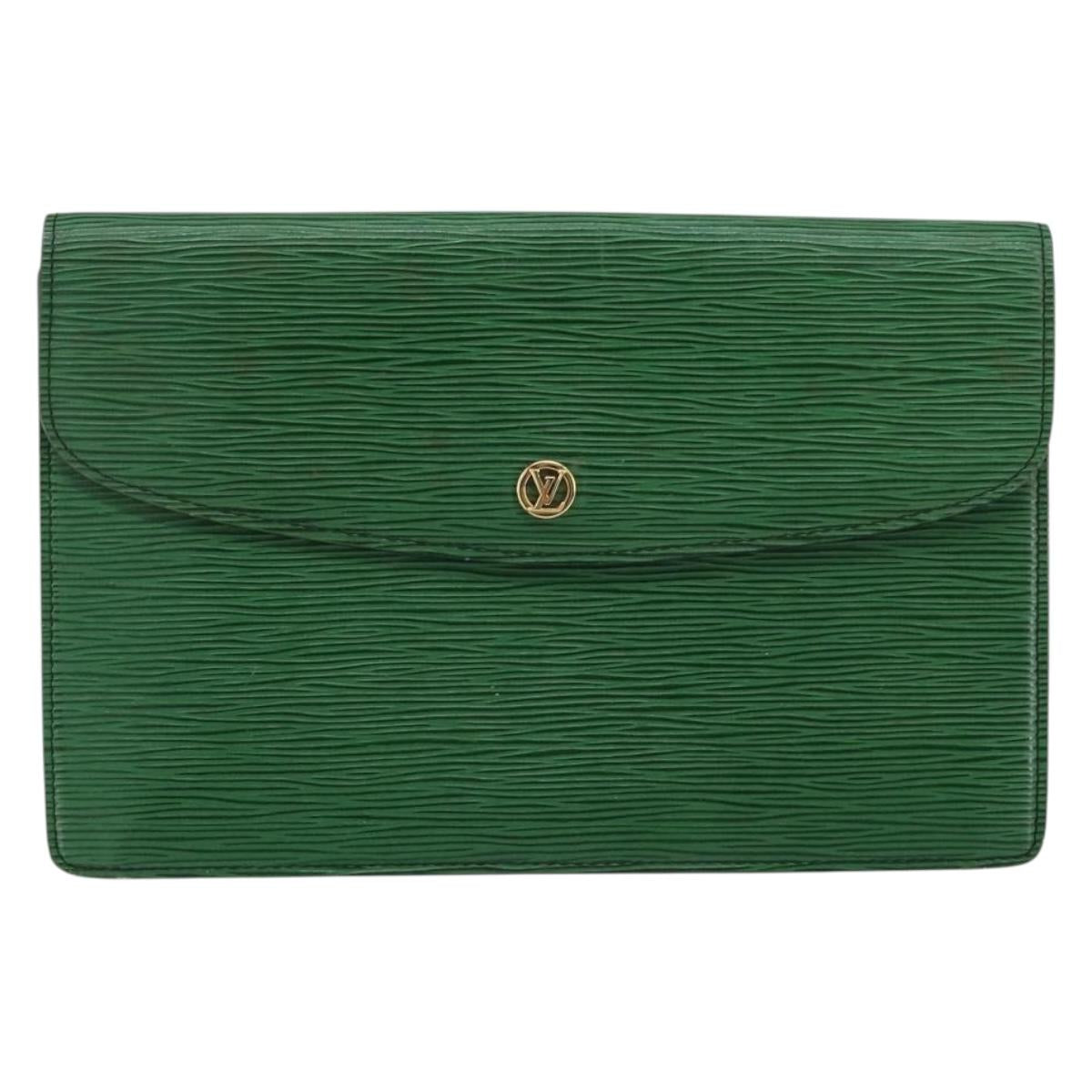 LOUIS VUITTON Epi Montaigne 27 Clutch Bag Green M52654 LV Auth ep11589