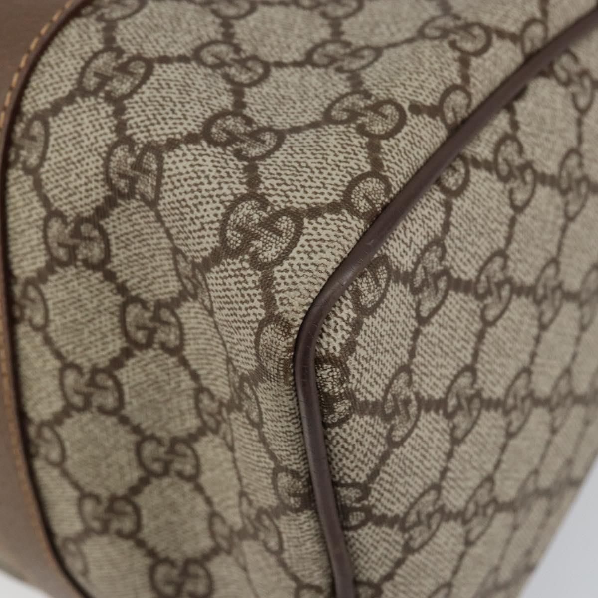 GUCCI GG Supreme Boston Bag PVC Beige Gold Auth ep11590