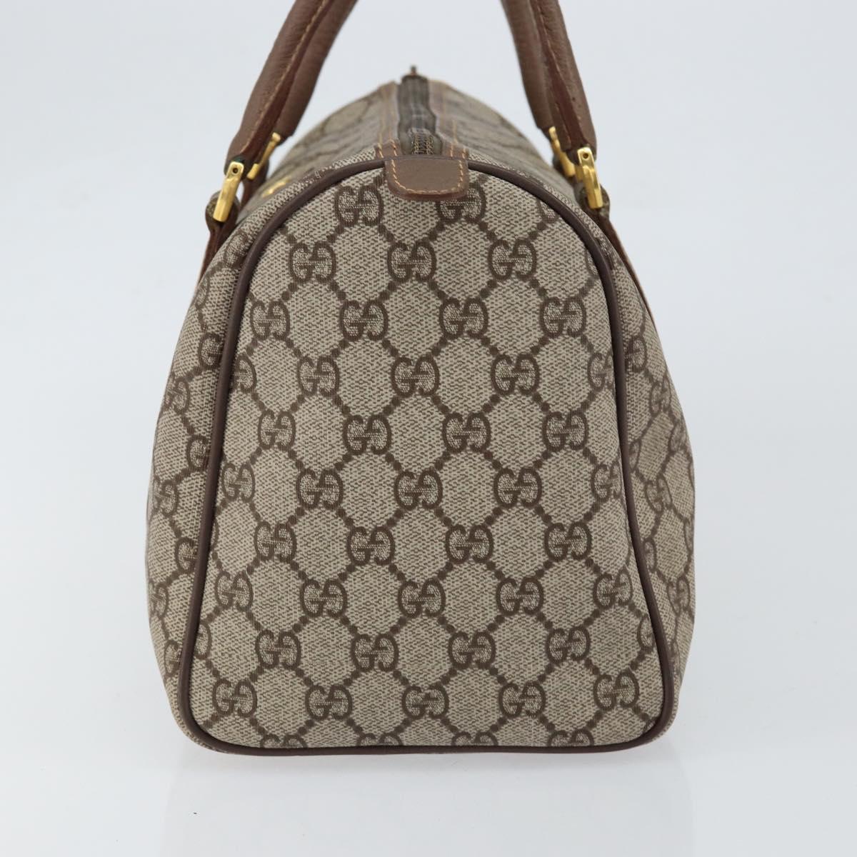 GUCCI GG Supreme Boston Bag PVC Beige Gold Auth ep11590
