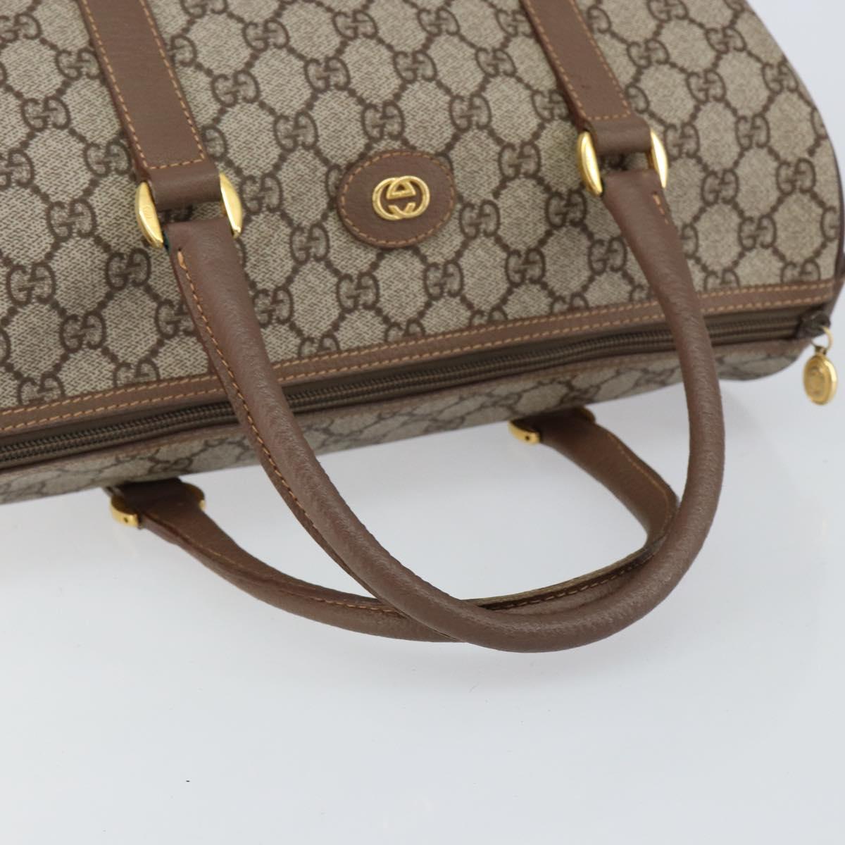 GUCCI GG Supreme Boston Bag PVC Beige Gold Auth ep11590