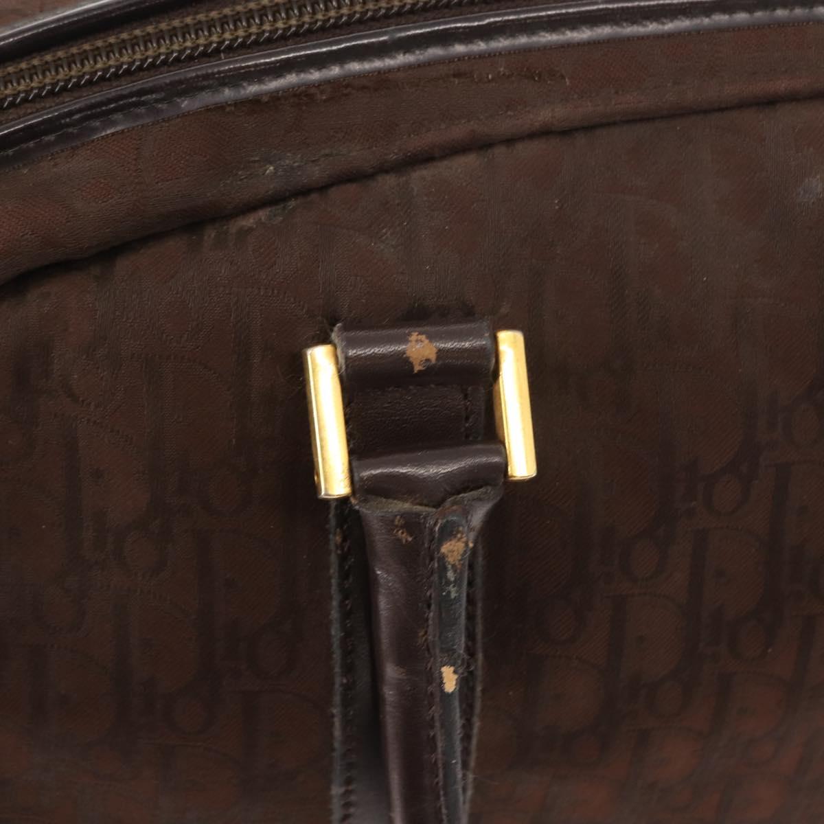 Christian Dior Trotter Canvas Hand Bag Brown Gold Auth ep11591