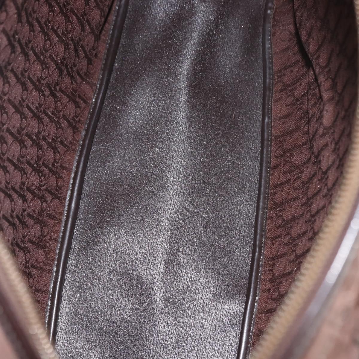 Christian Dior Trotter Canvas Hand Bag Brown Gold Auth ep11591