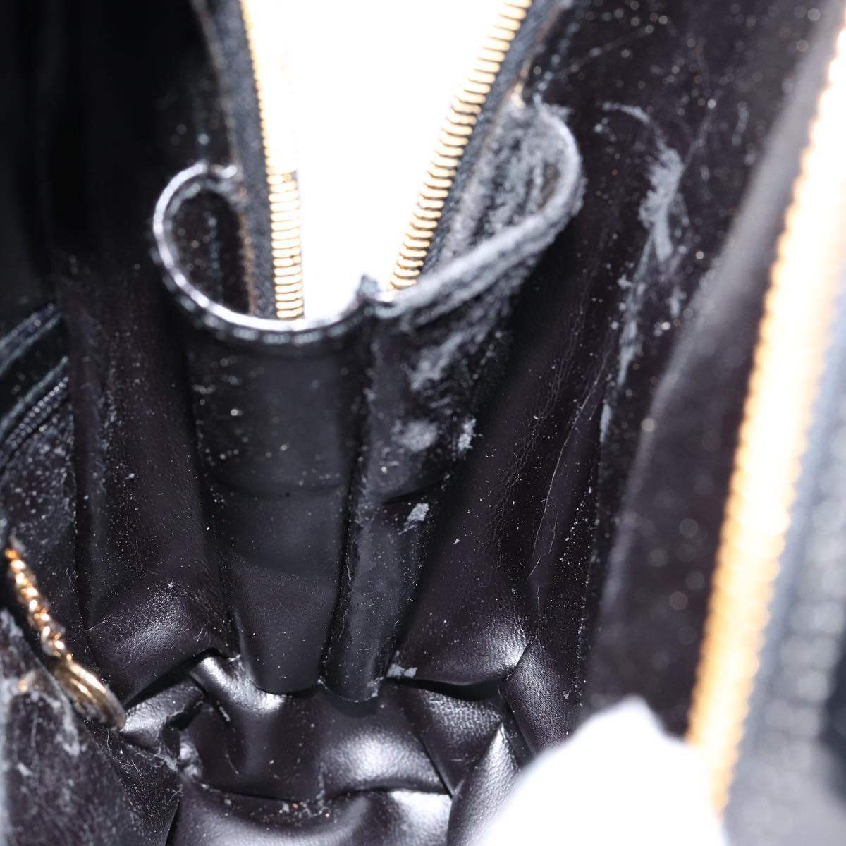 GUCCI Bamboo Body Bag Enamel Black Gold 007 2113 0127 Auth ep11592