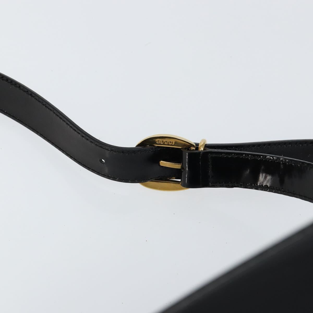 GUCCI Bamboo Body Bag Enamel Black Gold 007 2113 0127 Auth ep11592