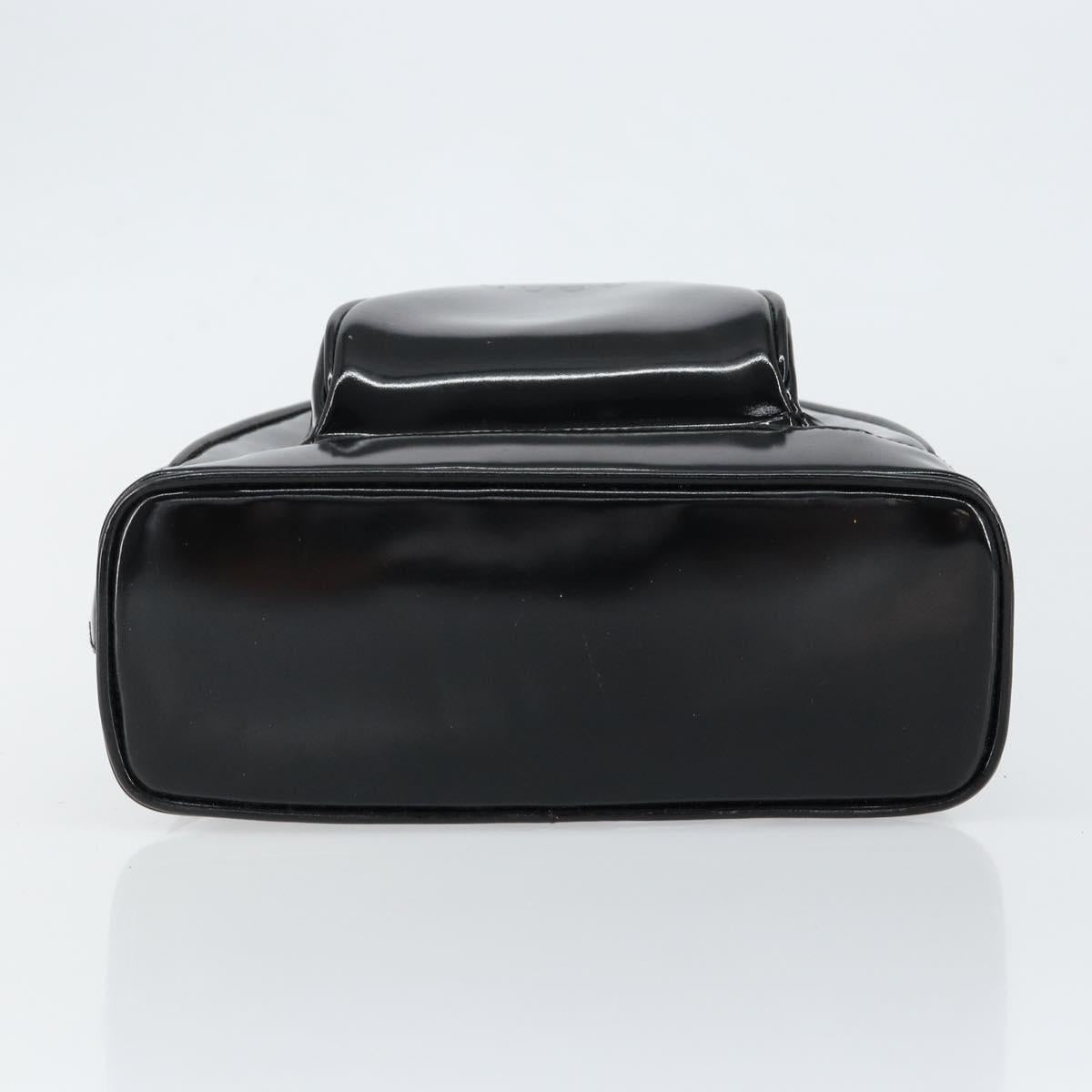 GUCCI Bamboo Body Bag Enamel Black Gold 007 2113 0127 Auth ep11592