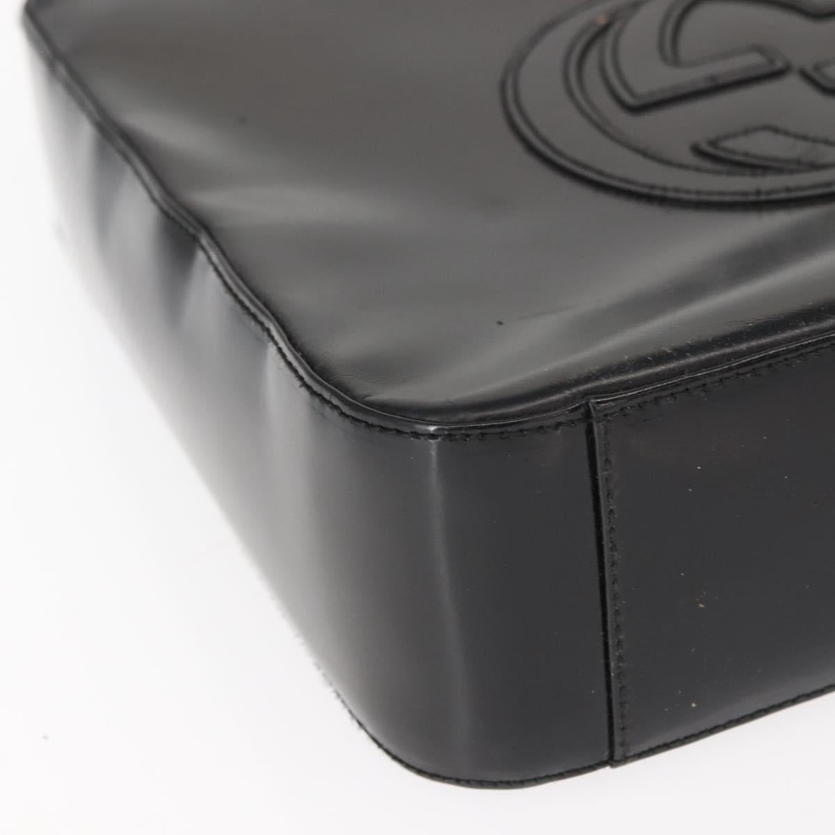 GUCCI Soho Shoulder Bag Enamel Black Auth ep11593