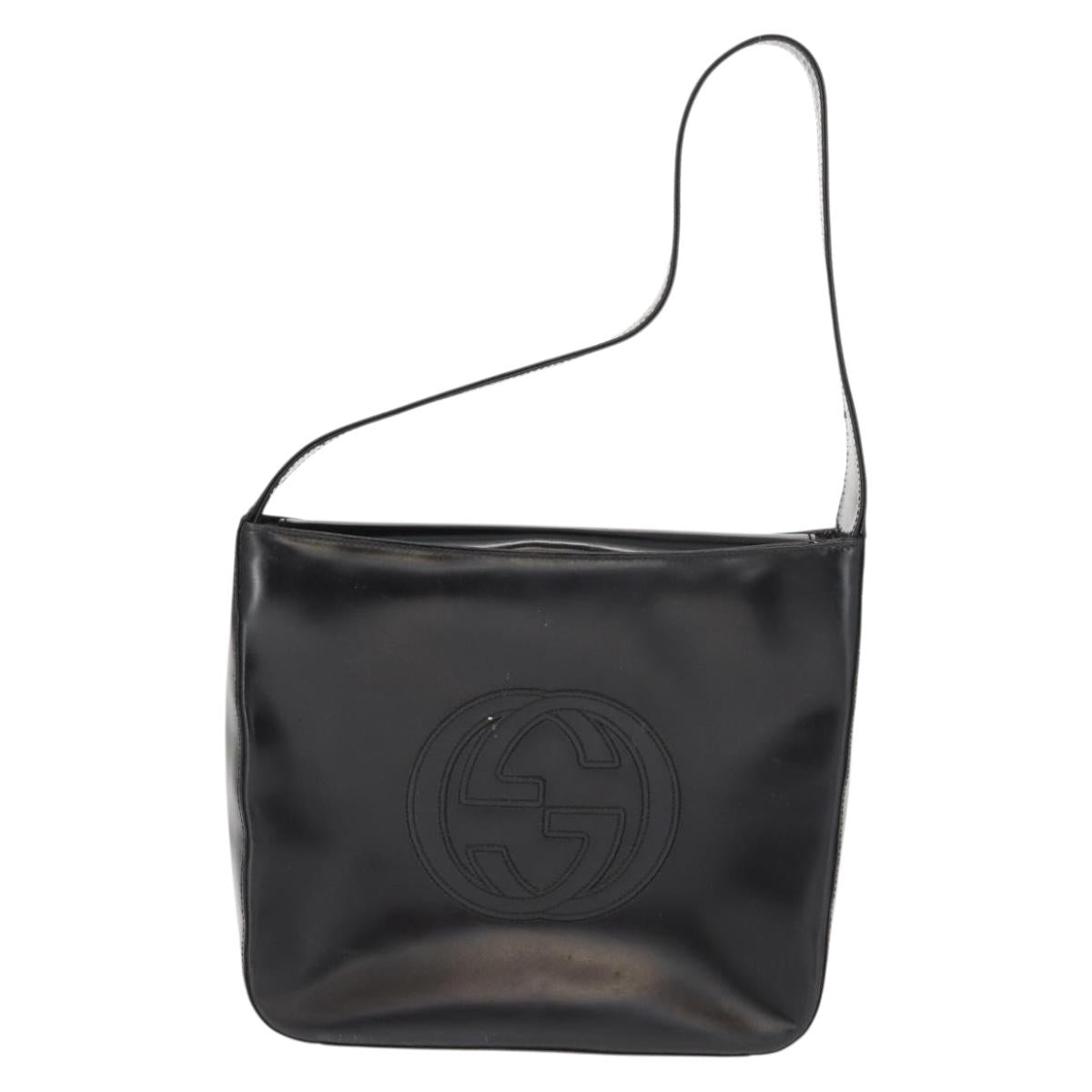 GUCCI Soho Shoulder Bag Enamel Black Auth ep11593