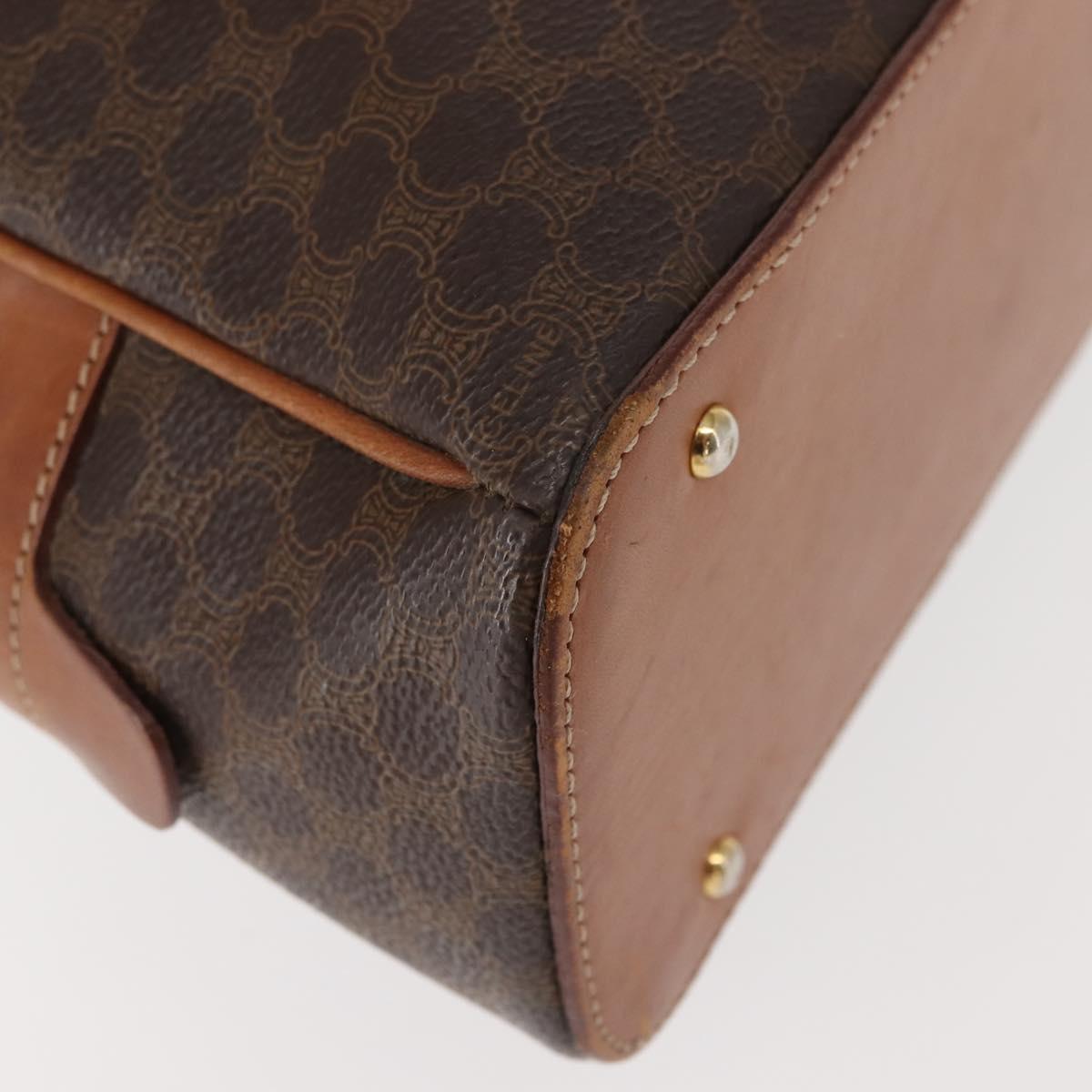 CELINE Macadam Canvas Hand Bag PVC Leather Brown Gold Auth ep11600