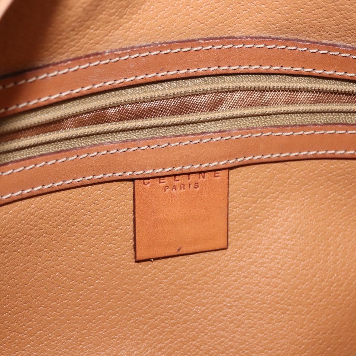 CELINE Macadam Canvas Hand Bag PVC Leather Brown Gold Auth ep11600