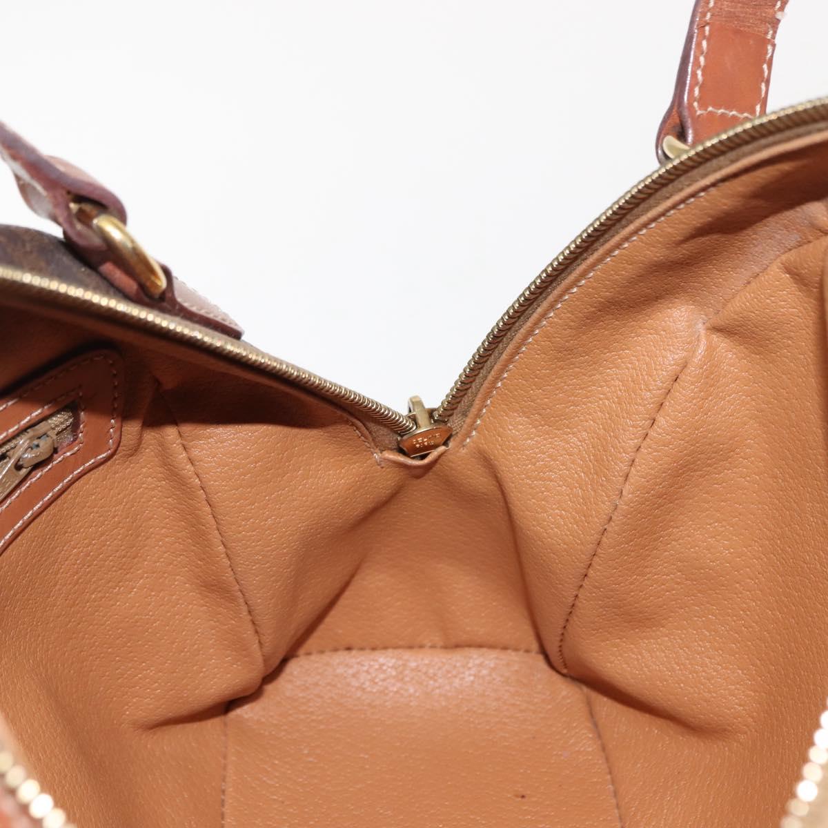 CELINE Macadam Canvas Hand Bag PVC Leather Brown Gold Auth ep11600