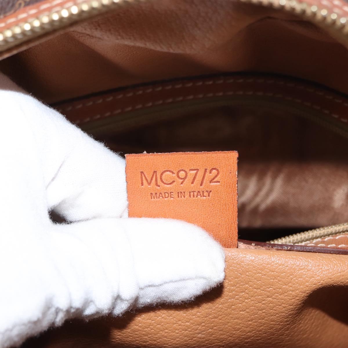 CELINE Macadam Canvas Hand Bag PVC Leather Brown Gold Auth ep11600