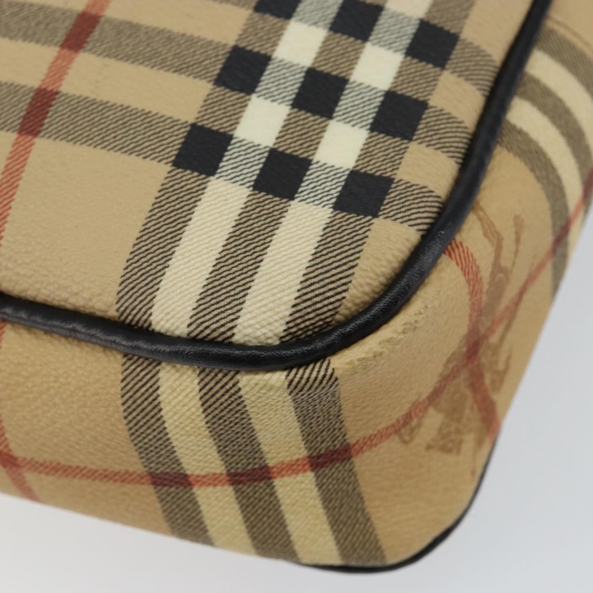 Burberrys Nova Check Clutch Bag PVC Beige Gold Auth ep11601