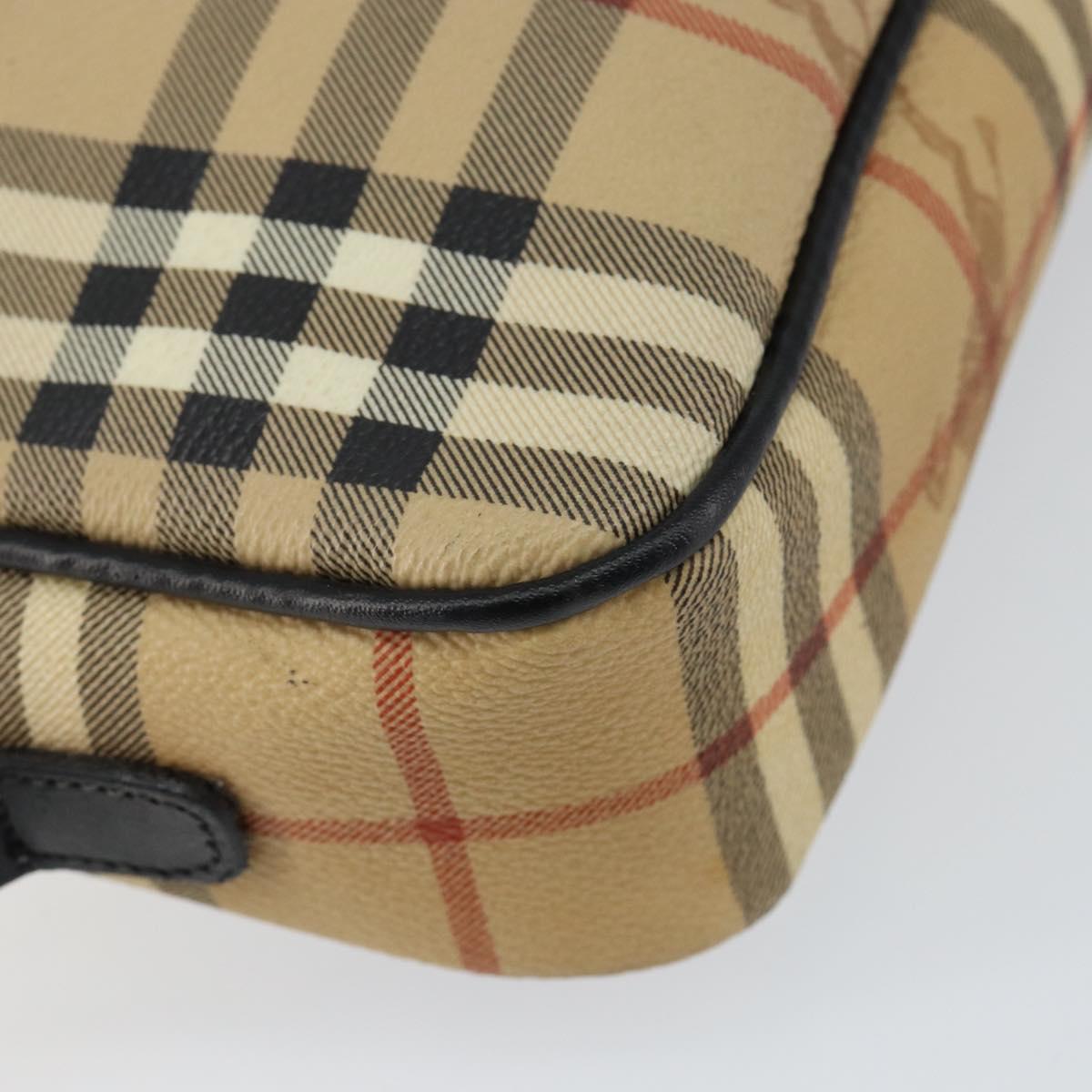 Burberrys Nova Check Clutch Bag PVC Beige Gold Auth ep11601