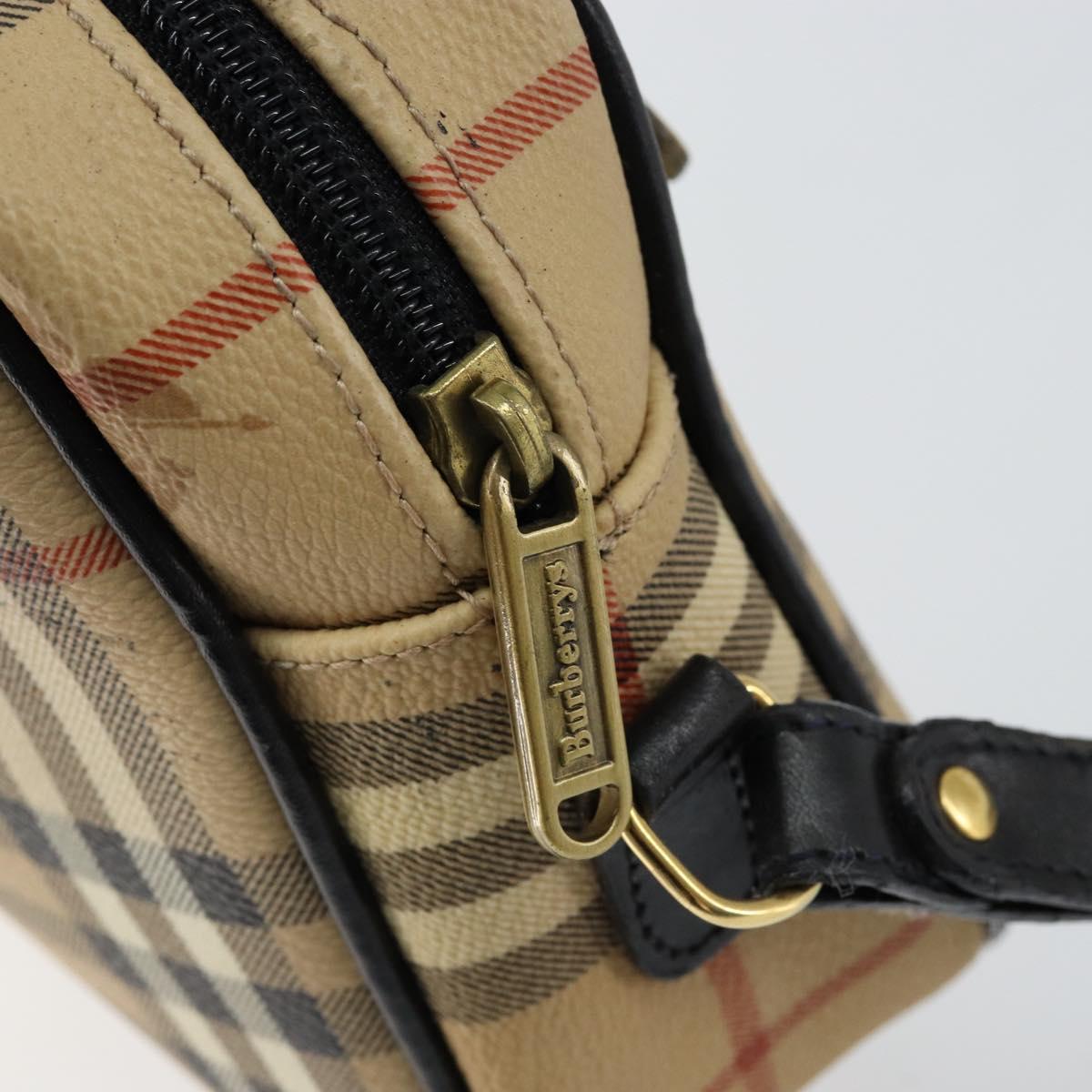 Burberrys Nova Check Clutch Bag PVC Beige Gold Auth ep11601