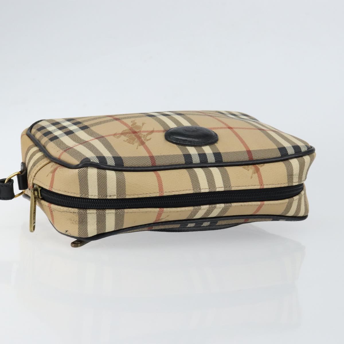 Burberrys Nova Check Clutch Bag PVC Beige Gold Auth ep11601