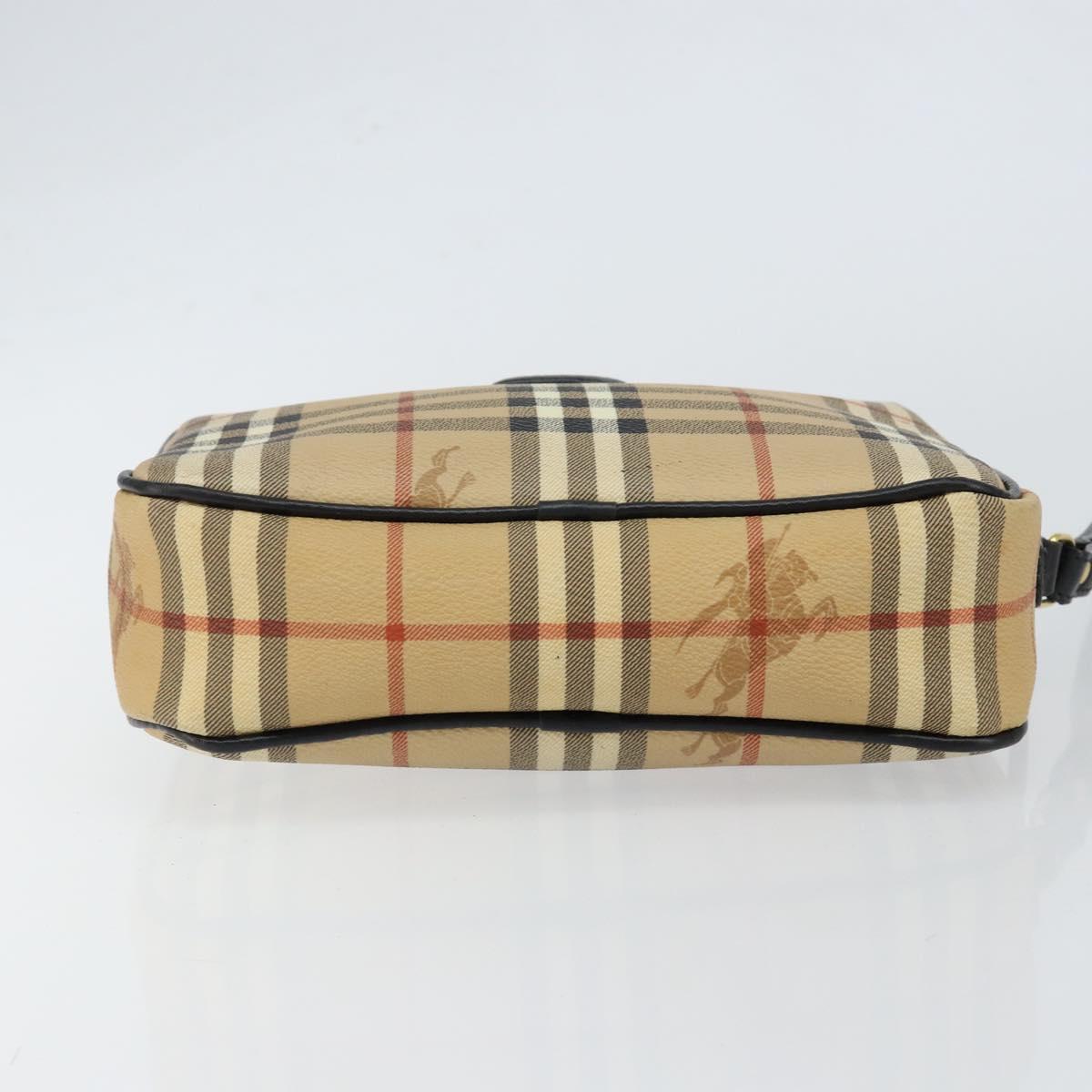 Burberrys Nova Check Clutch Bag PVC Beige Gold Auth ep11601