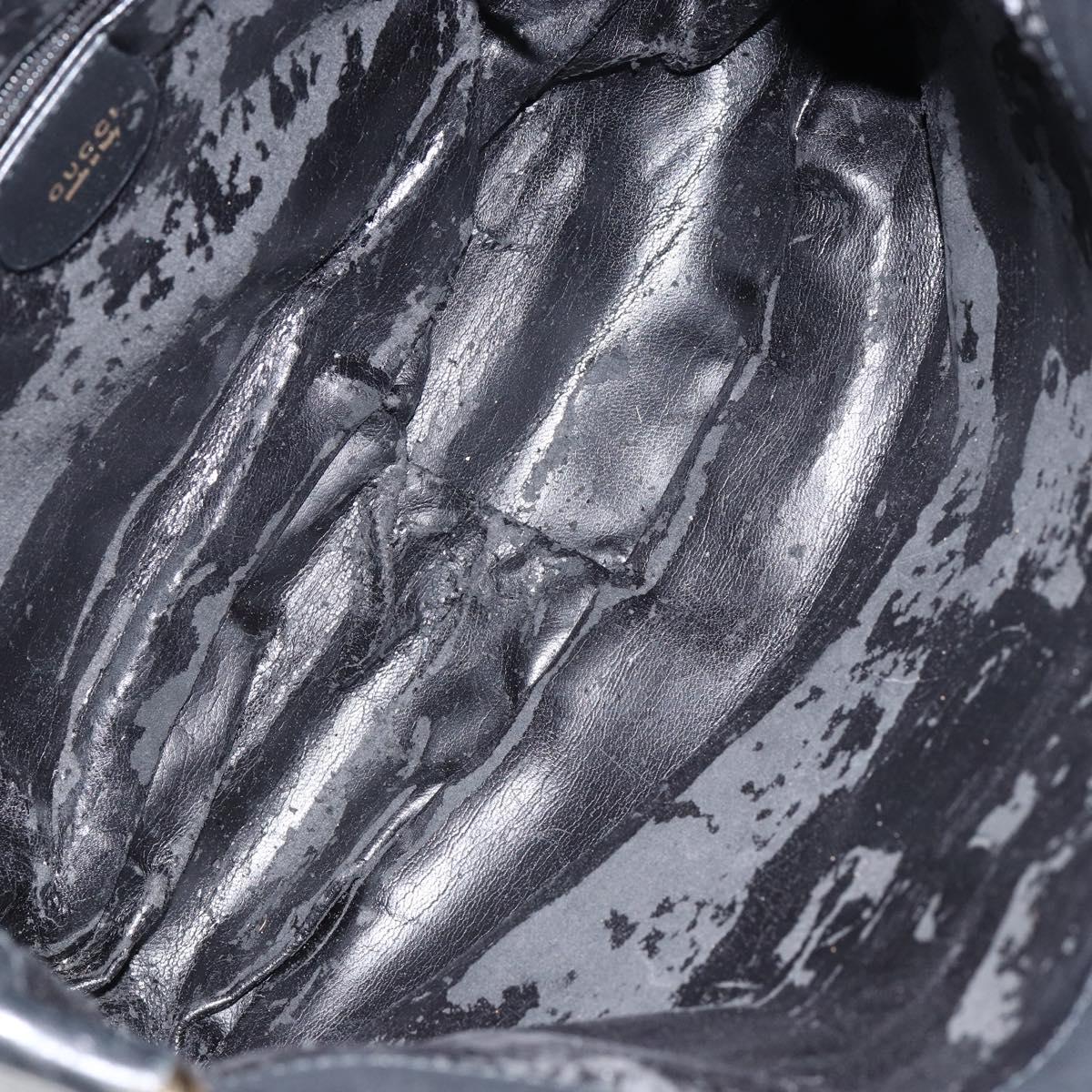 GUCCI Bamboo Hand Bag Leather Black Gold 001 2123 1638 Auth ep11605