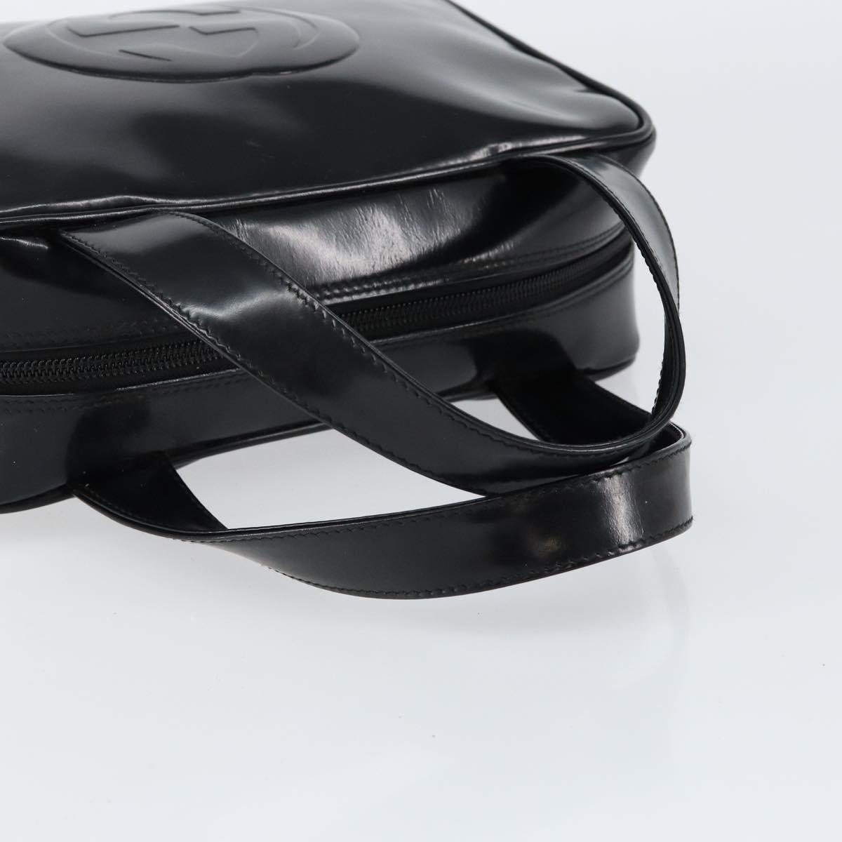 GUCCI Soho Hand Bag Enamel Black Silver 000 2058 0505 5 Auth ep11607