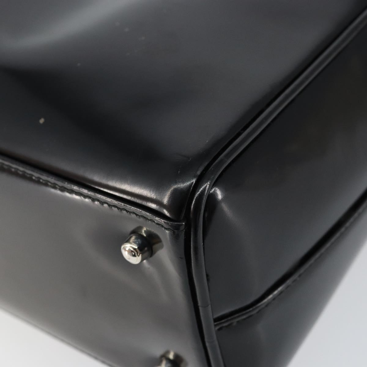 GUCCI Soho Hand Bag Enamel Black Silver 000 2058 0505 5 Auth ep11607