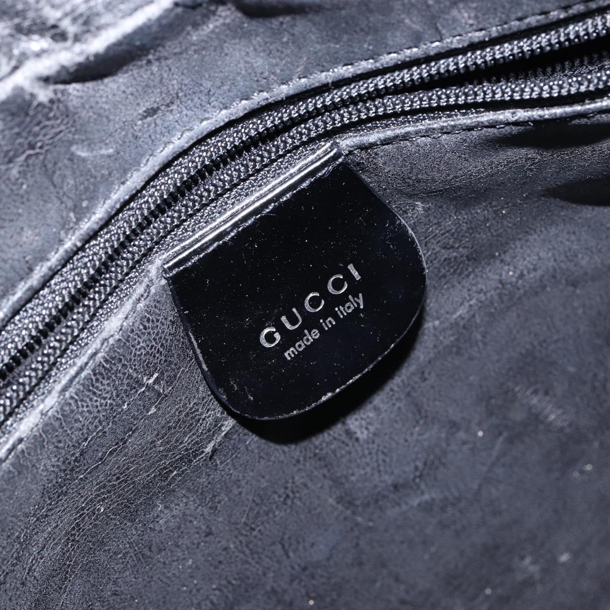 GUCCI Soho Hand Bag Enamel Black Silver 000 2058 0505 5 Auth ep11607