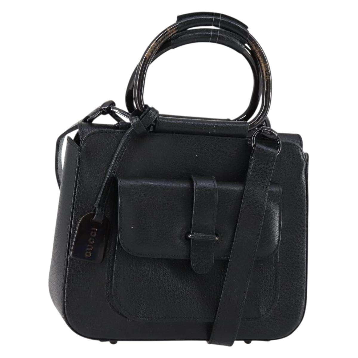GUCCI Hand Bag Leather 2way Black 000 2058 0308 6 Auth ep11608