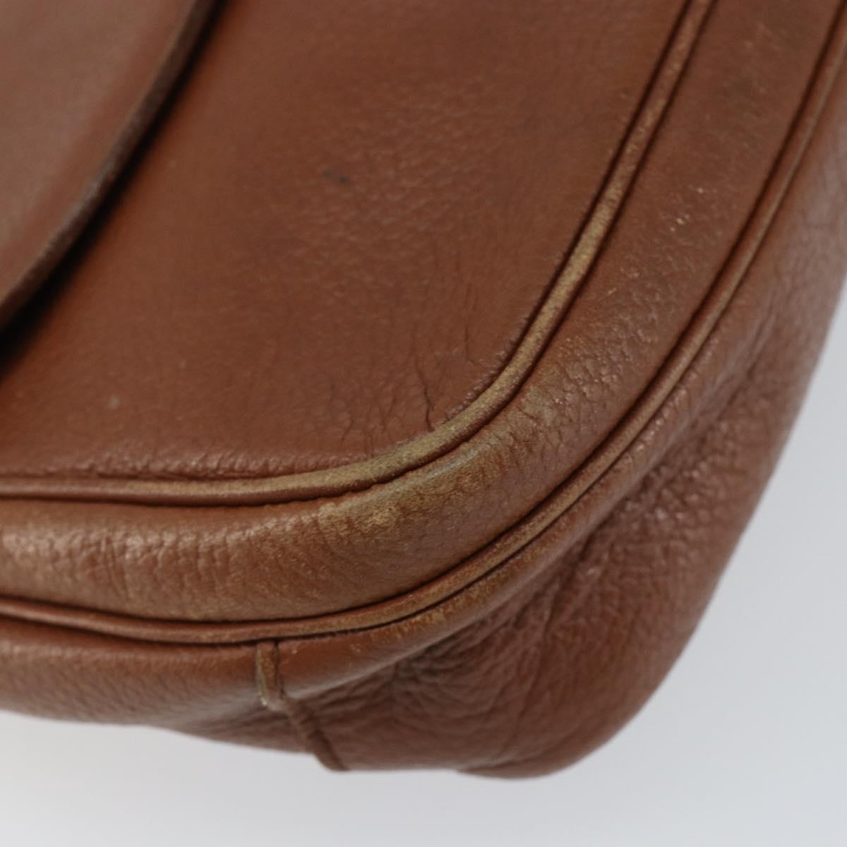 Burberrys Shoulder Bag Leather Gold Brown Auth ep11609