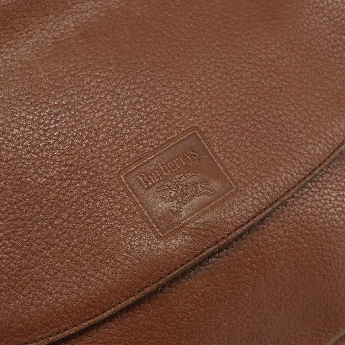 Burberrys Shoulder Bag Leather Gold Brown Auth ep11609