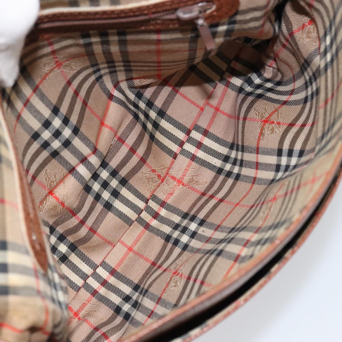 Burberrys Shoulder Bag Leather Gold Brown Auth ep11609