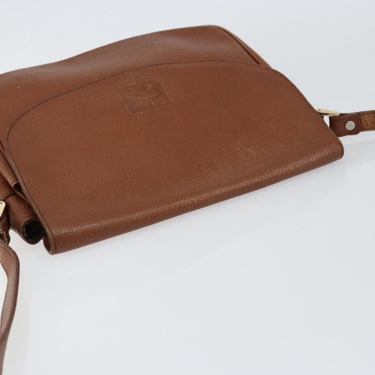 Burberrys Shoulder Bag Leather Gold Brown Auth ep11609