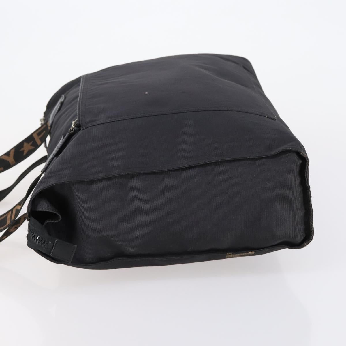 FENDI Tote Bag Nylon Black Silver Auth ep11611