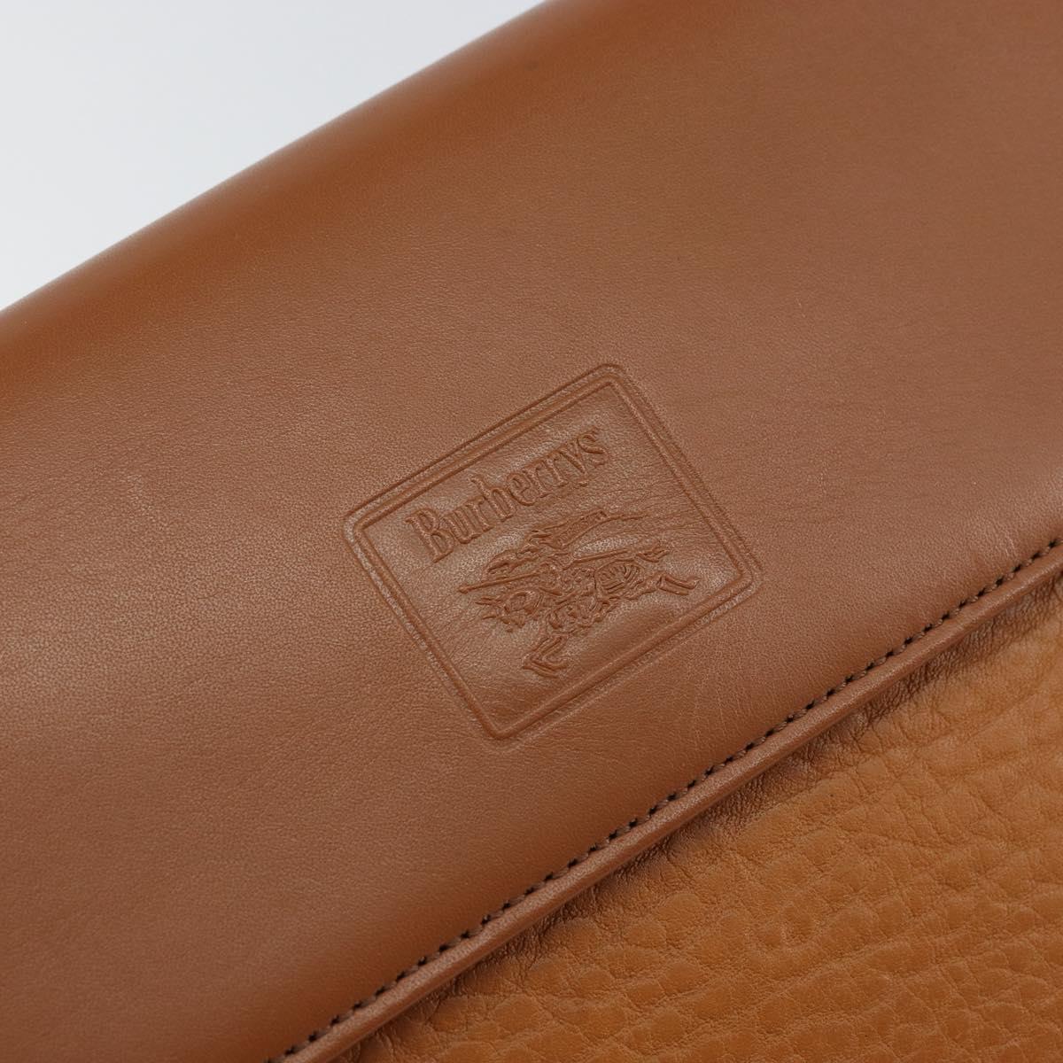 Burberrys Shoulder Bag Leather Gold Brown Auth ep11612