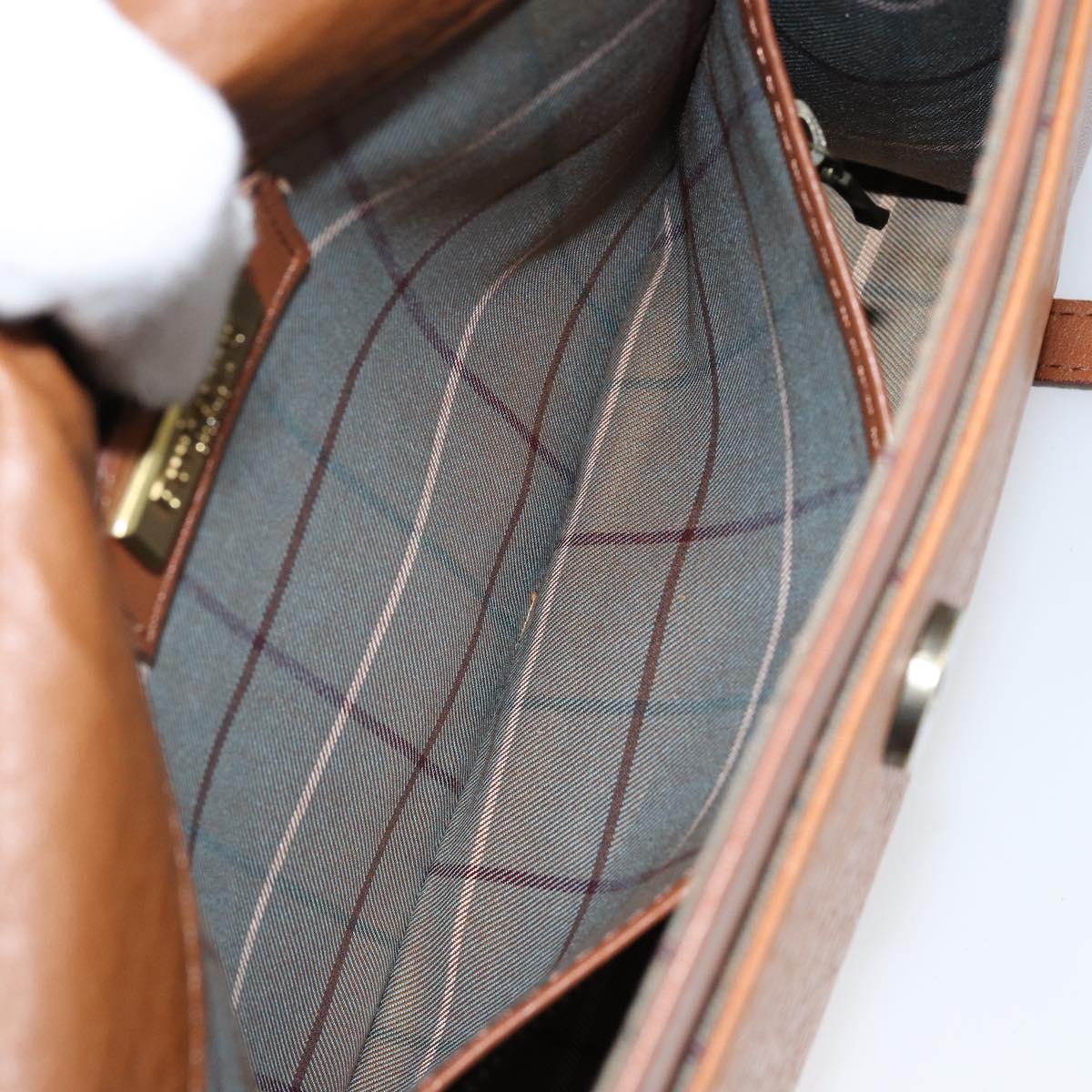 Burberrys Shoulder Bag Leather Gold Brown Auth ep11612