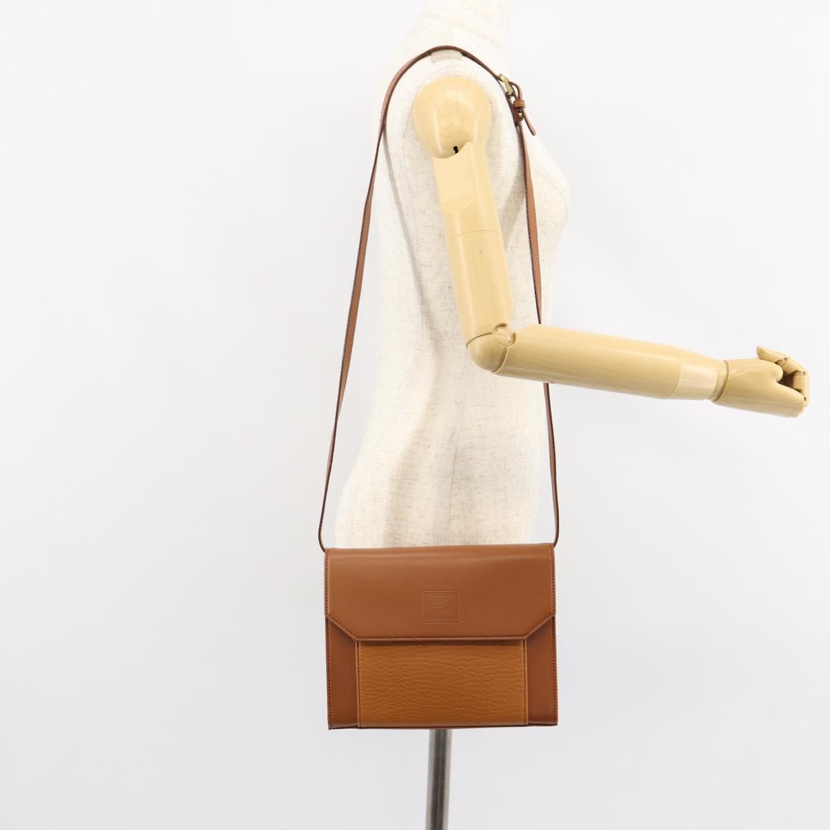 Burberrys Shoulder Bag Leather Gold Brown Auth ep11612