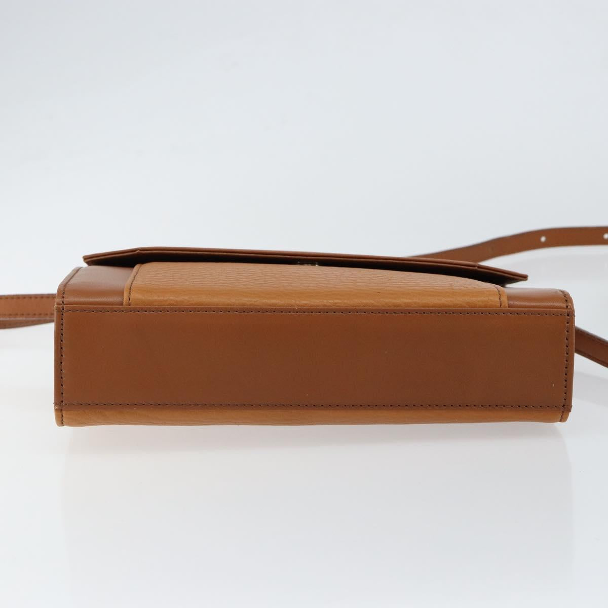 Burberrys Shoulder Bag Leather Gold Brown Auth ep11612