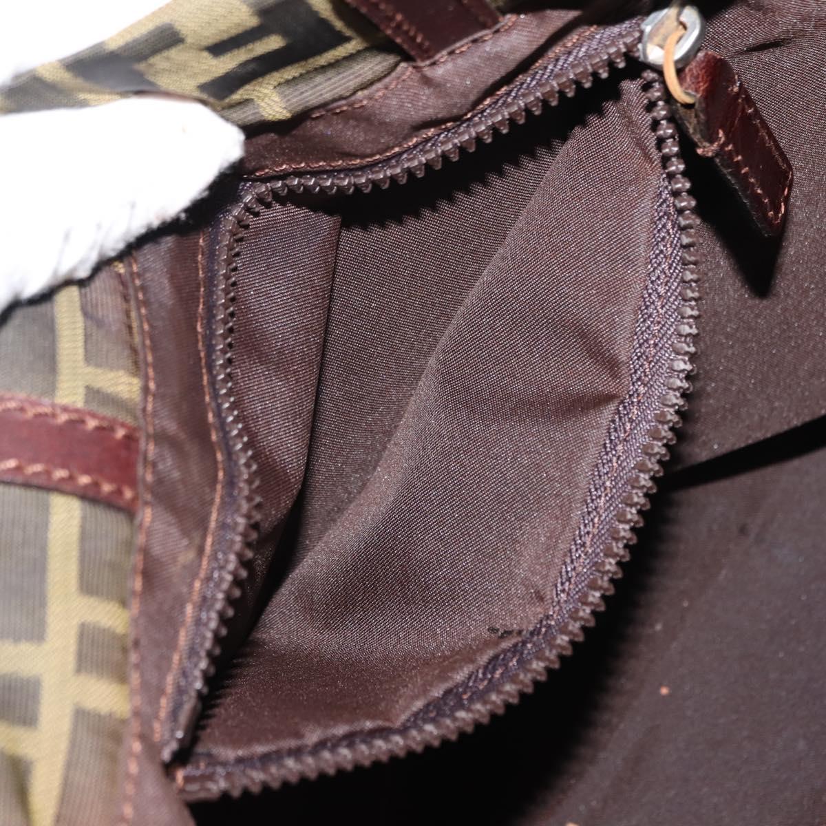 FENDI Zucca Canvas Tote Bag Black Brown Auth ep11618