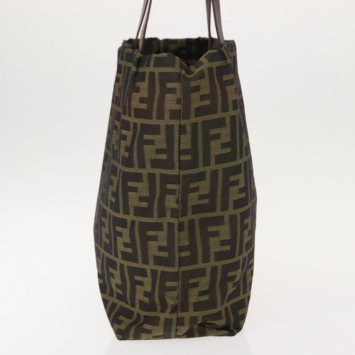 FENDI Zucca Canvas Tote Bag Black Brown Auth ep11618