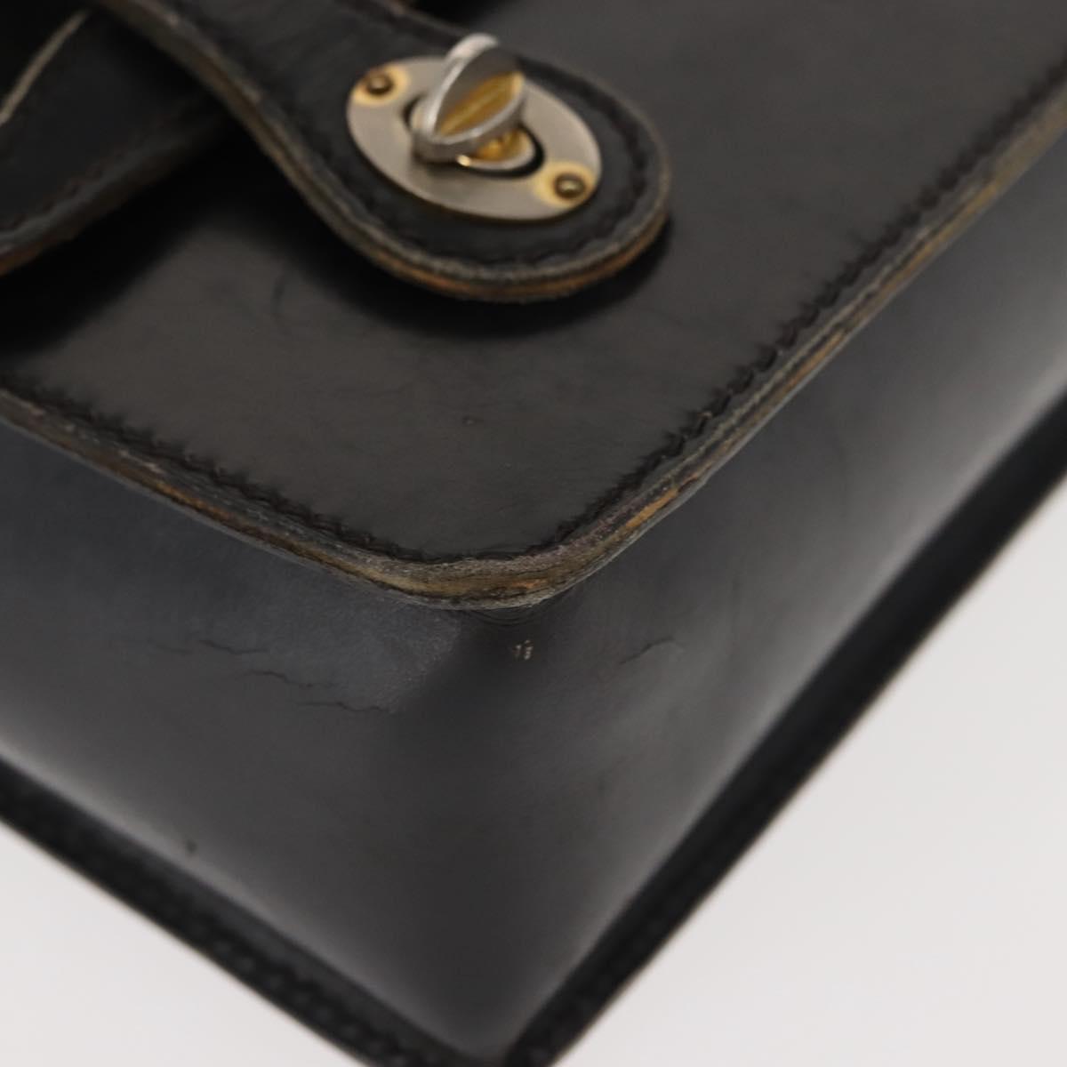 GUCCI Bamboo Hand Bag Leather Black Gold Auth ep11619