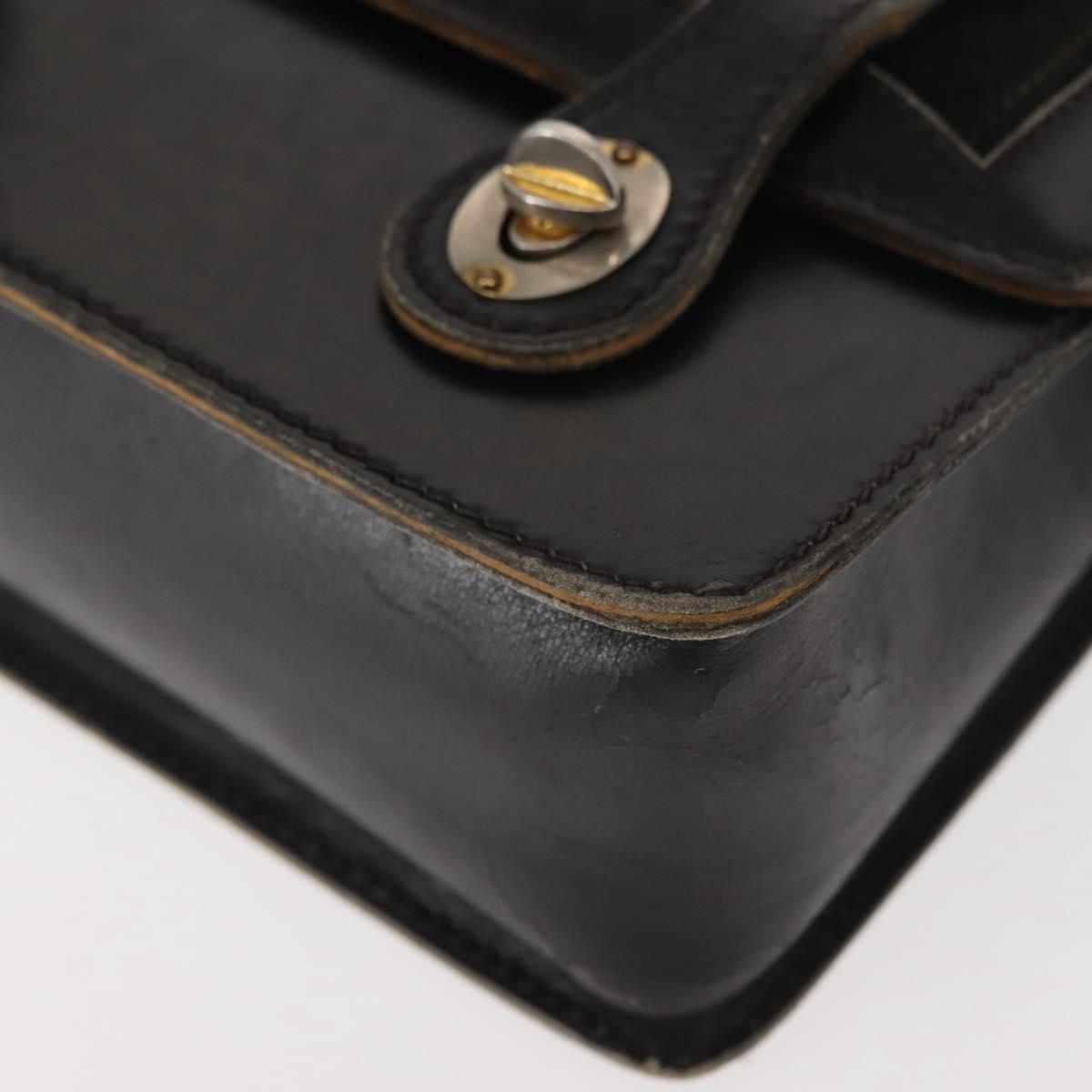 GUCCI Bamboo Hand Bag Leather Black Gold Auth ep11619