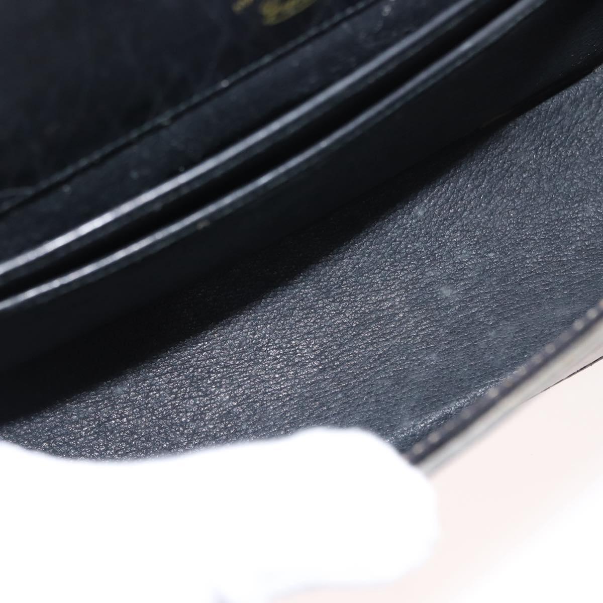 GUCCI Bamboo Hand Bag Leather Black Gold Auth ep11619