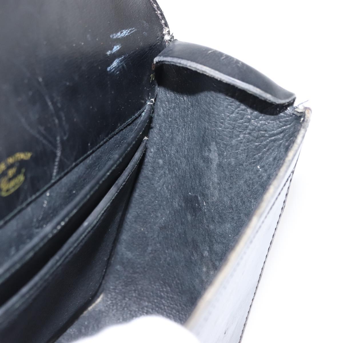 GUCCI Bamboo Hand Bag Leather Black Gold Auth ep11619