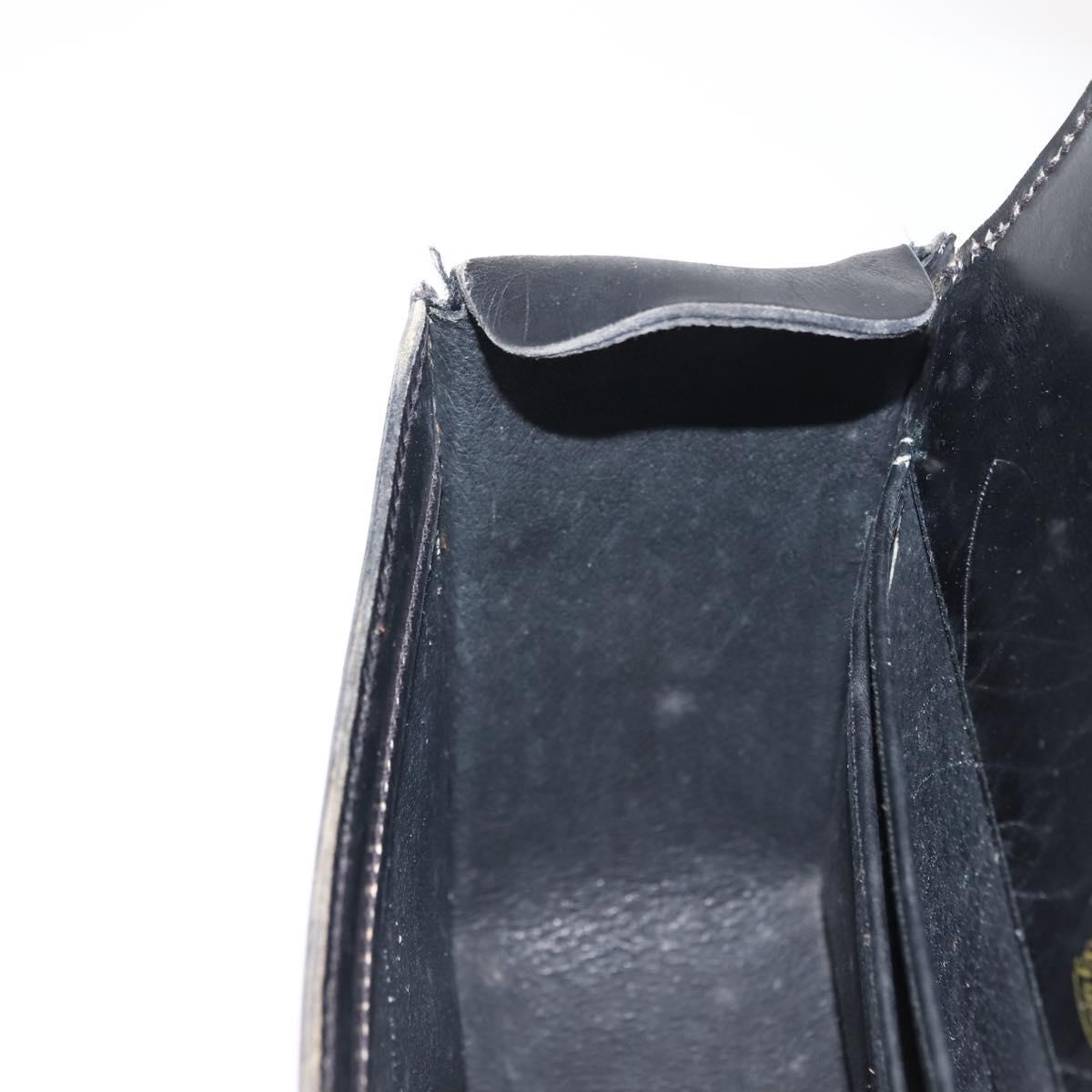 GUCCI Bamboo Hand Bag Leather Black Gold Auth ep11619