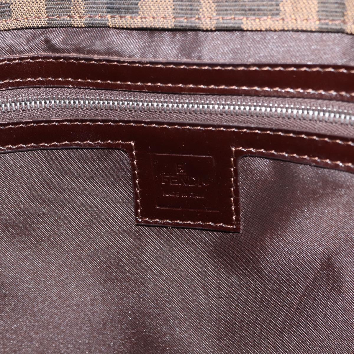 FENDI Zucca Canvas Mamma Baguette Tote Bag Black Brown Auth ep11622
